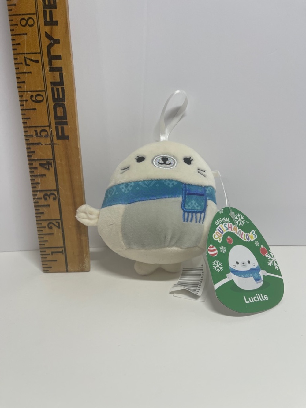 Squishmallows Lucille Plush Ornament - White, Blue, Gray